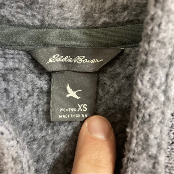 Eddie Bauer Fleece V-Neck Pullover Blue Gray - Picture 5 of 9